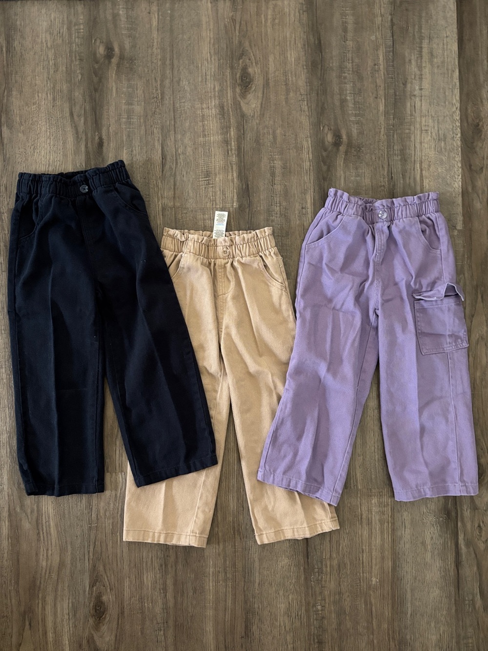 Kids Elastic Waist Corduroy Pants - Black, Tan, Lavender